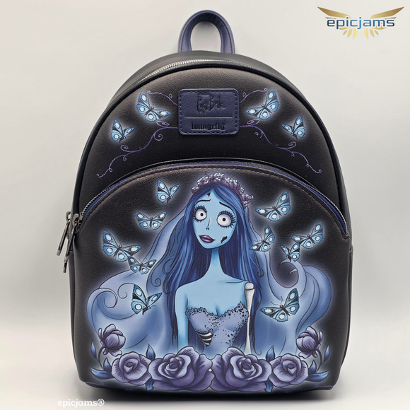 Loungefly Tim Burton's Corpse Bride Emily Butterfly Floral Black Mini Backpack - Picture 1 of 8